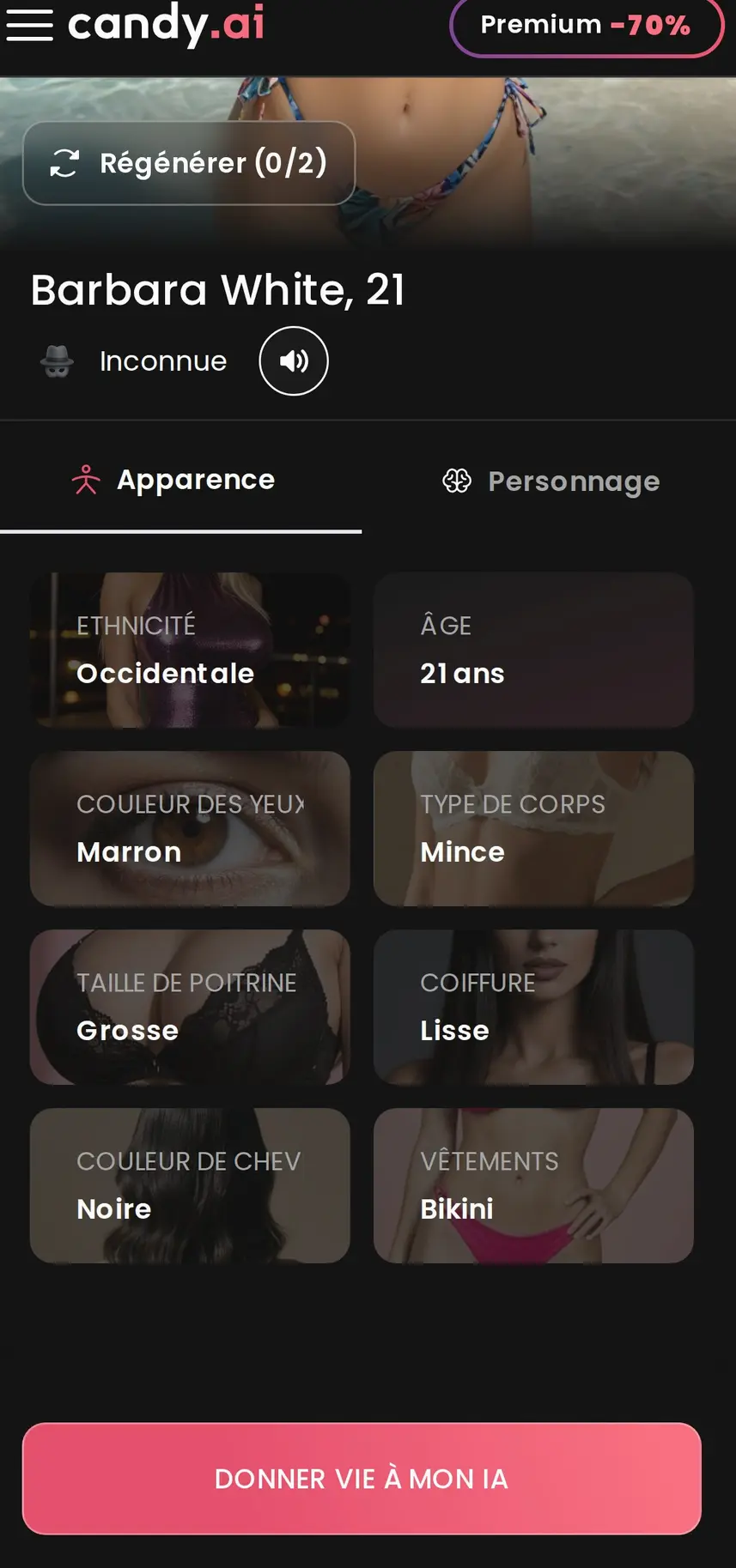 La fiche de création rassemble les réglages d’apparence avant la génération de la compagne.